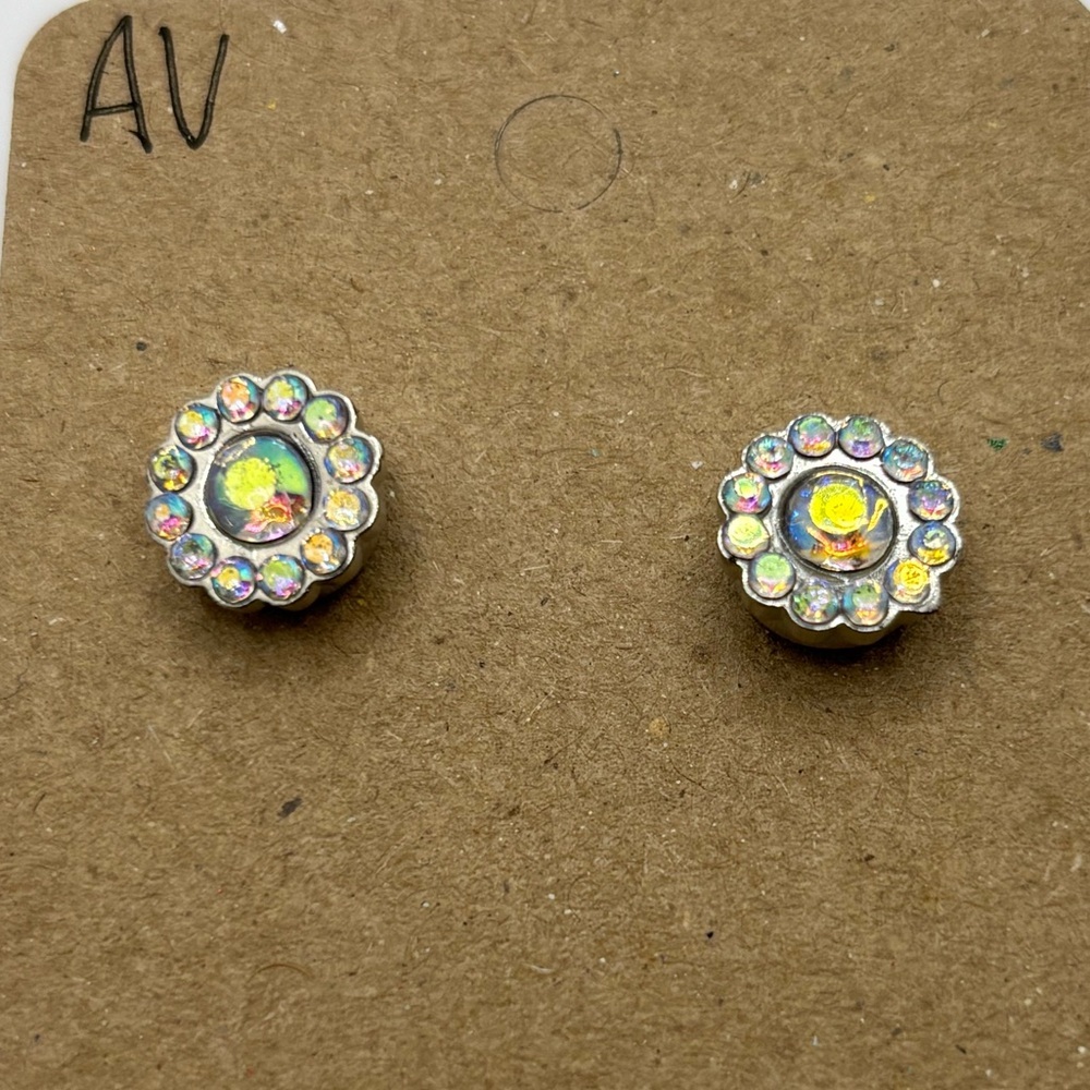 Iridescent Floral Stud Earrings